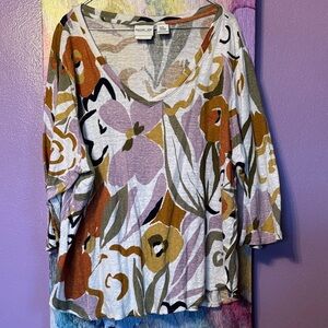 Rachel Zoe Multicolor Floral Long Sleeve Top